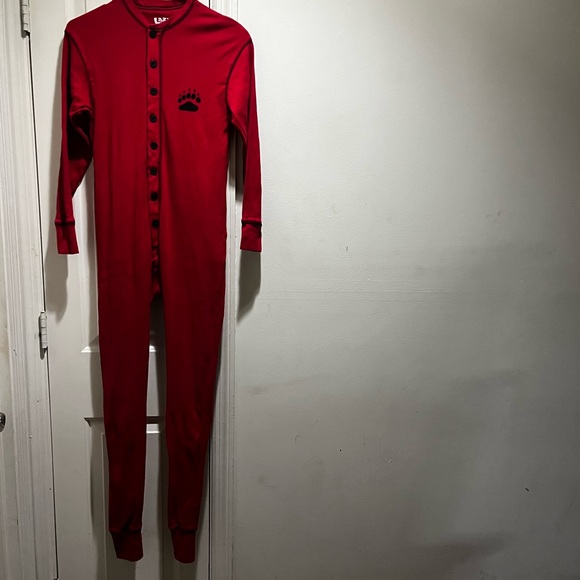 Lazy One Red Onesie with Bear Bum design on detachable back - Picture 9 of 16